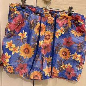 Body Glove Floral Athletic Shorts - Blue and Yellow